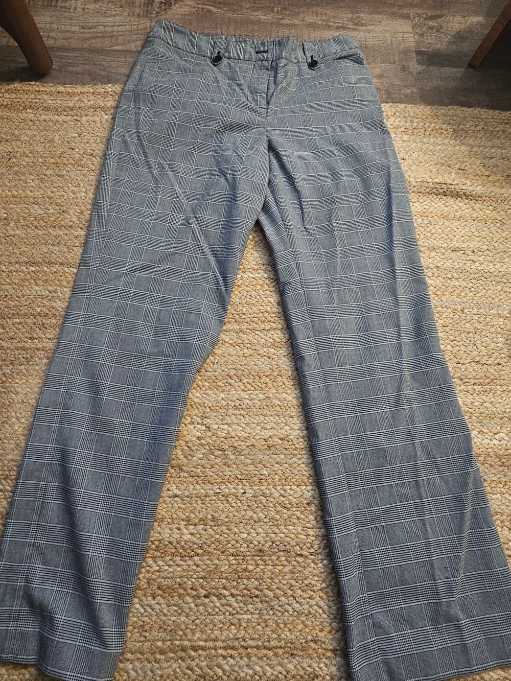 Jones New York Gray Plaid Straight-Leg Trousers